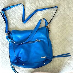 Electric Blue concealed carry Shoulder Bag with Adj Strap and Gold Hardware